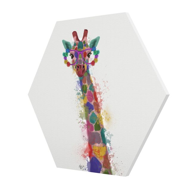 Quadros multicoloridos Rainbow Splash Giraffe