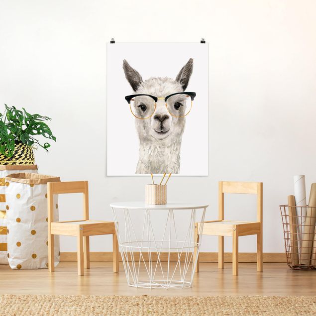 Posters animais Hip Lama With Glasses I