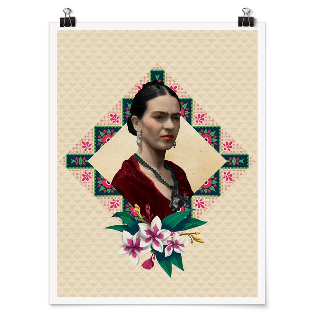 Posters quadros famosos Frida Kahlo - Flowers And Geometry