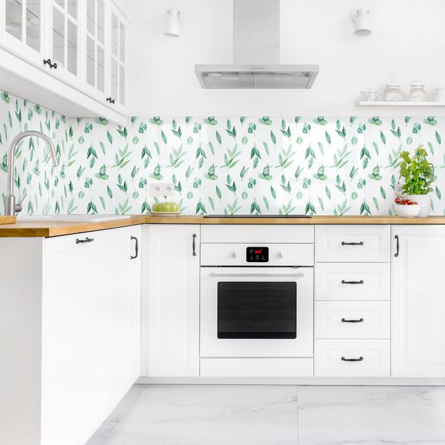 Backsplash de cozinha flores Watercolour Eucalyptus Branches Pattern II