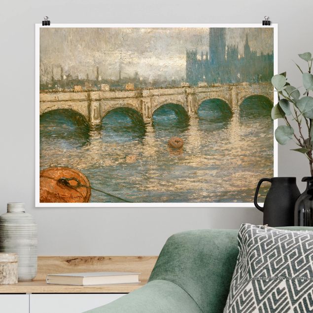 decoraçao para parede de cozinha Claude Monet - Thames Bridge And Parliament Building In London
