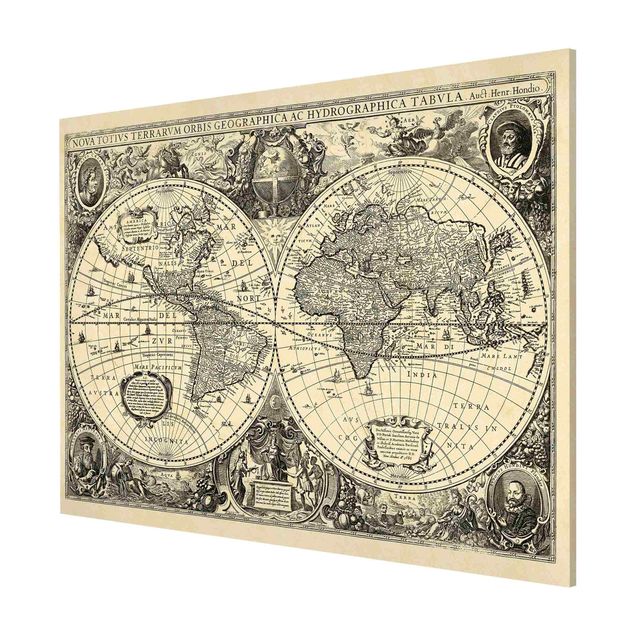 quadro mapa mundo Vintage World Map Antique Illustration
