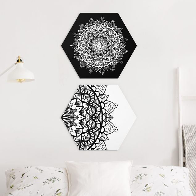 decoraçoes cozinha Mandala Illustration Shabby Set Black White