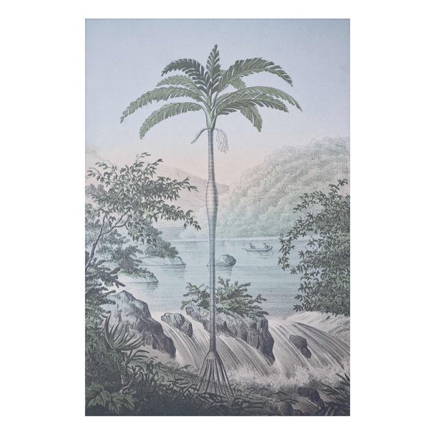 quadro com paisagens Vintage Illustration - Landscape With Palm Tree