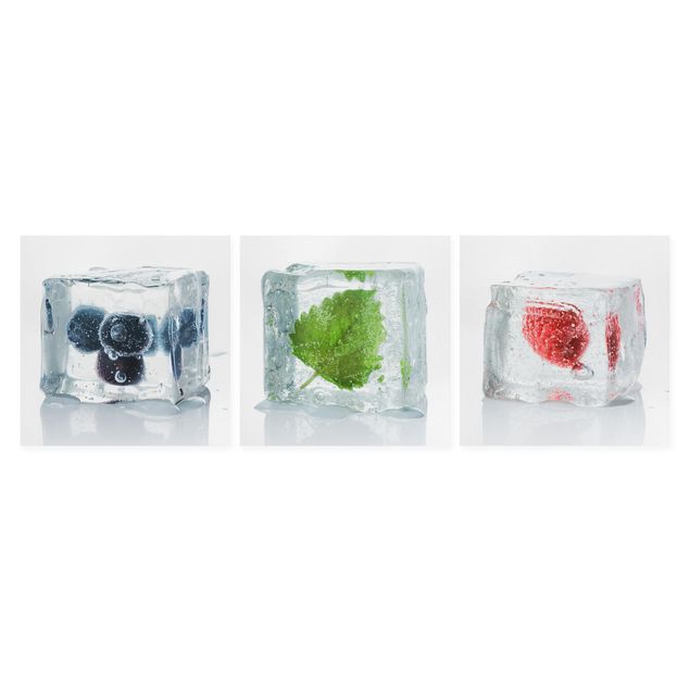 Telas decorativas legumes e fruta Fruits And Lemon Balm In Ice Cube