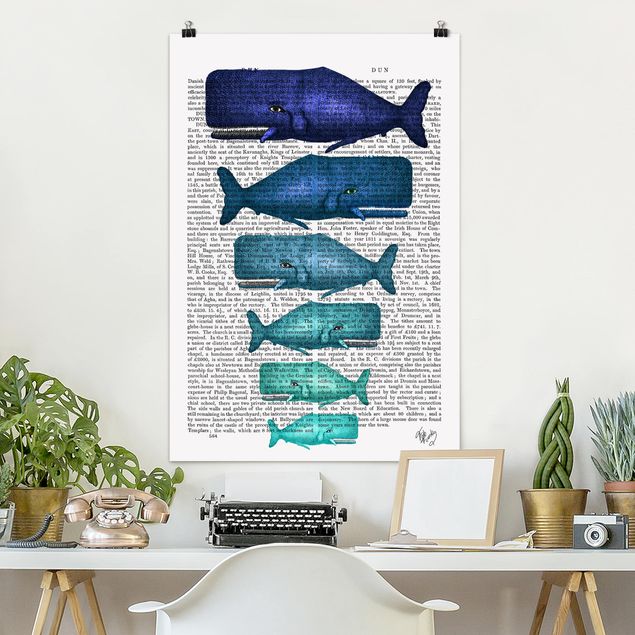 decoraçao para parede de cozinha Animal Reading - Whale Family