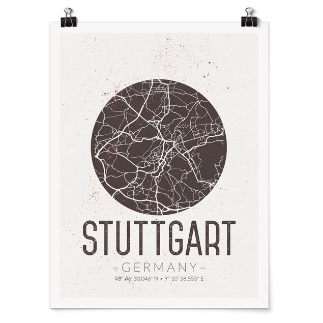 Posters frases Stuttgart City Map - Retro