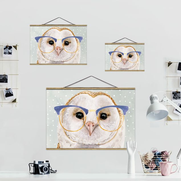 Quadros em tecido Animals With Glasses - Owl