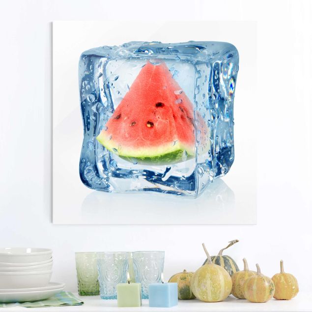 decoraçao para parede de cozinha Melon In Ice Cube