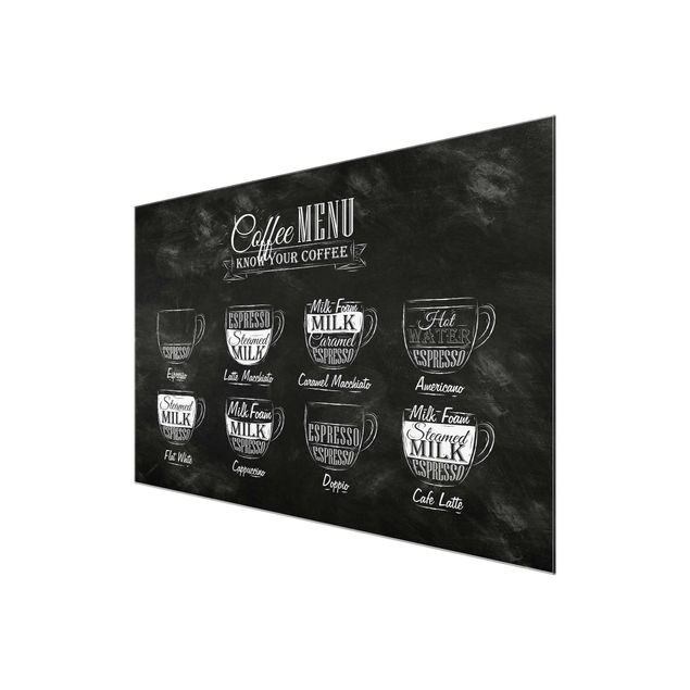 quadros para parede Coffee Varieties Chalkboard