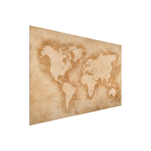 Quadros em vidro mapas Antique World Map