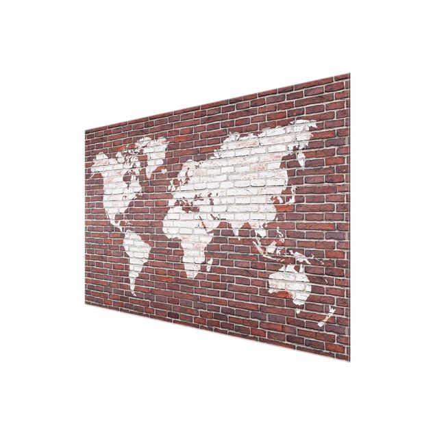 quadro de vidro Brick World Map