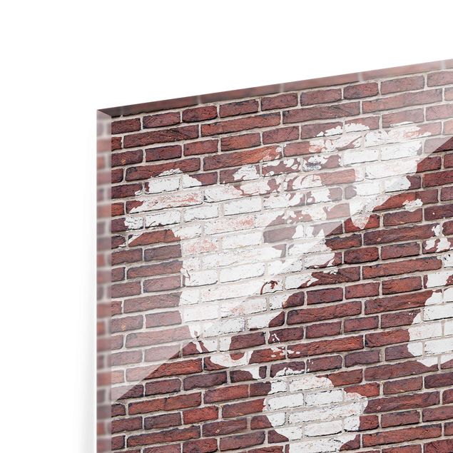 Quadros em vidro Brick World Map