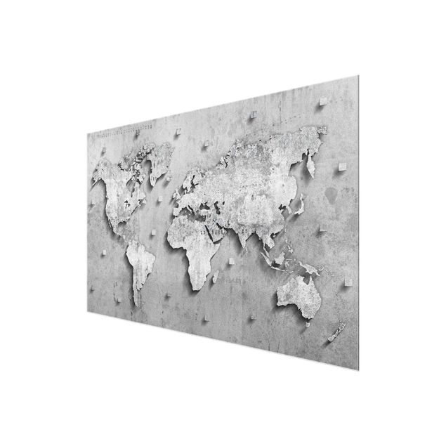 quadro de vidro Concrete World Map