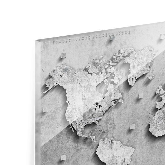 Quadros em vidro Concrete World Map