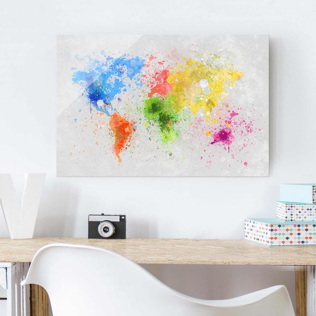 decoraçao cozinha Colourful Splodges World Map