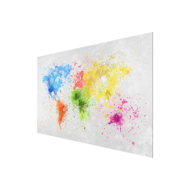 quadros para parede Colourful Splodges World Map