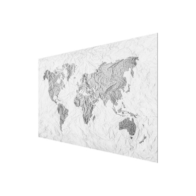 Quadros decorativos Paper World Map White Grey