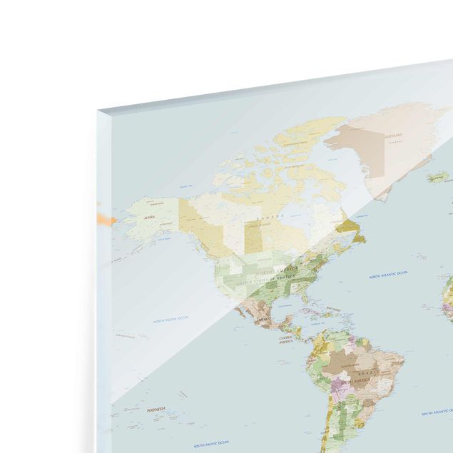 Quadros em vidro Political World Map