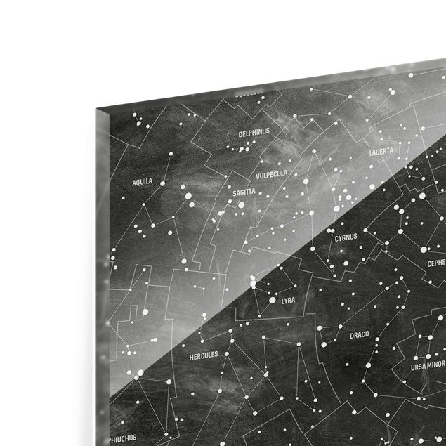 Quadros em vidro Map Of Constellations Blackboard Look
