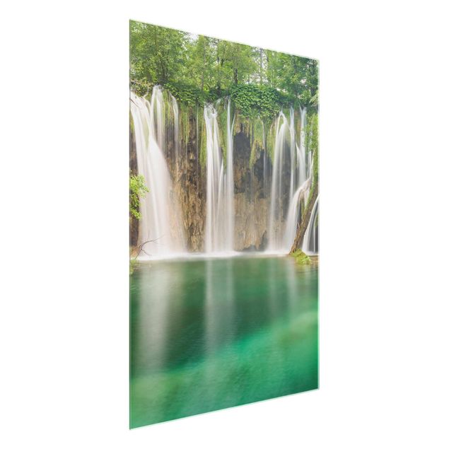 Quadros em vidro paisagens Waterfall Plitvice Lakes
