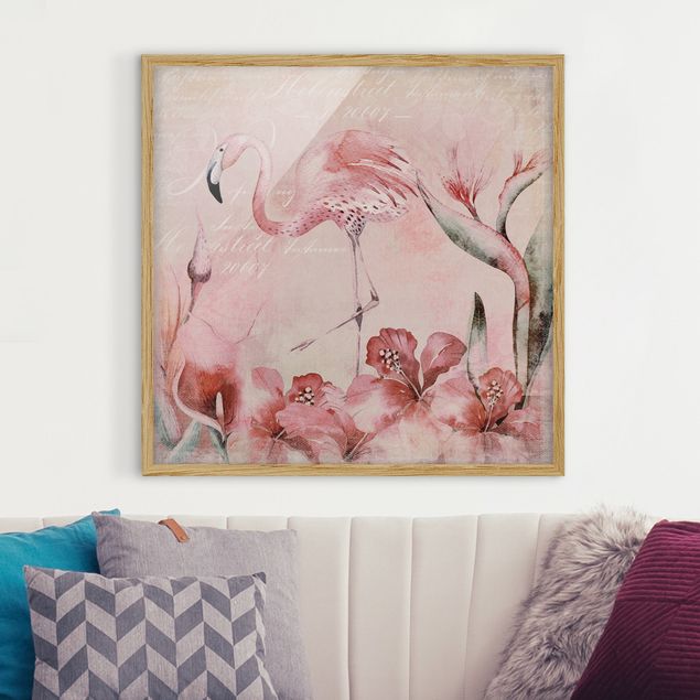 decoraçoes cozinha Shabby Chic Collage - Flamingo