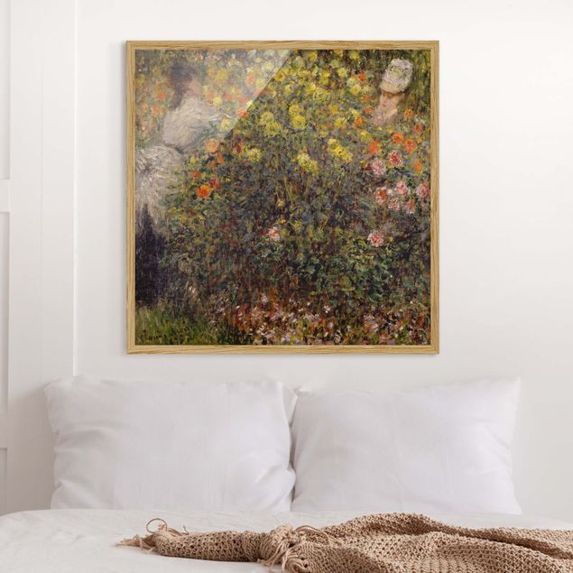 Quadros movimento artístico Impressionismo Claude Monet - Two Ladies in the Flower Garden