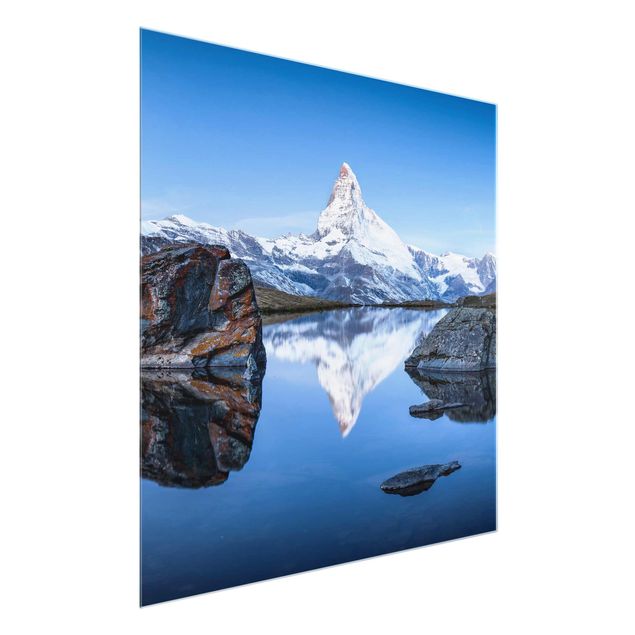 Quadros montanhas Stellisee Lake In Front Of The Matterhorn