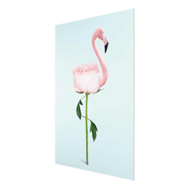 quadro com flores Flamingo With Rose