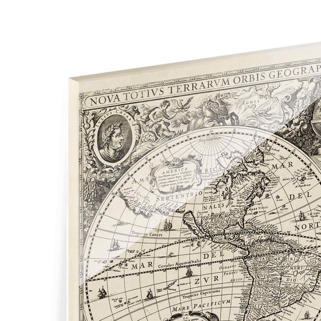 Quadros retro Vintage World Map Antique Illustration