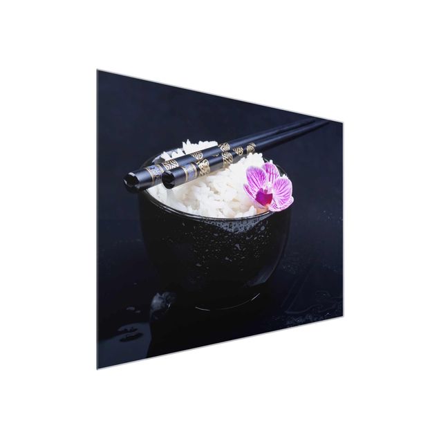 Quadros em vidro flores Rice Bowl With Orchid