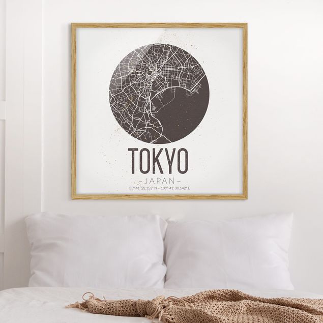 Quadros Tóquio Tokyo City Map - Retro