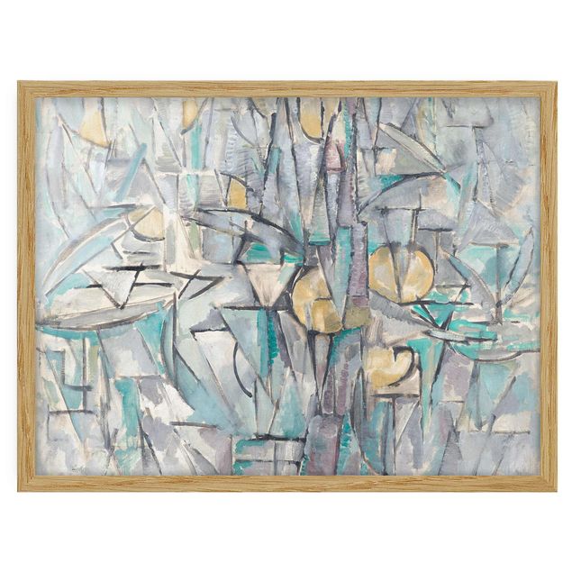 Quadros com moldura abstratos Piet Mondrian - Composition X
