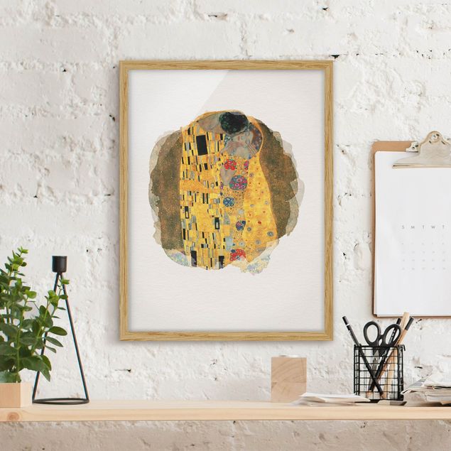 Quadros movimento artístico Art Déco WaterColours - Gustav Klimt - The Kiss