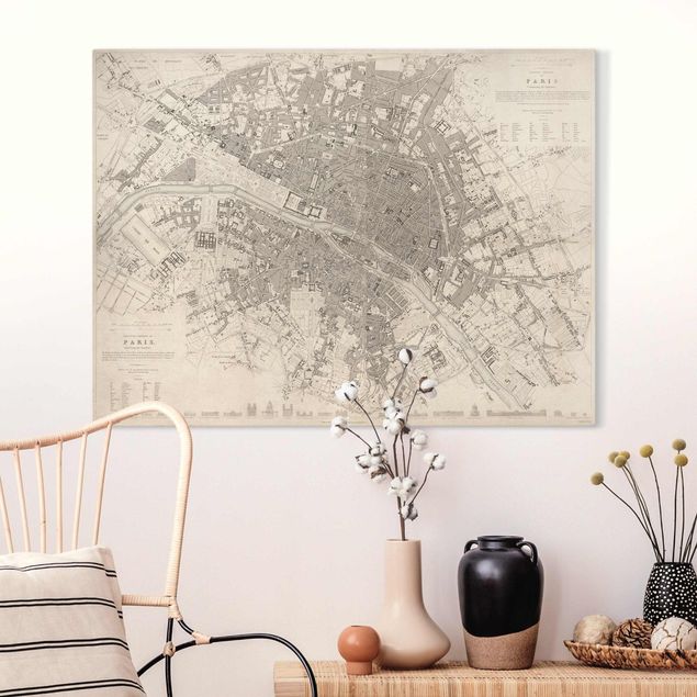 decoraçao para parede de cozinha Vintage Map Paris