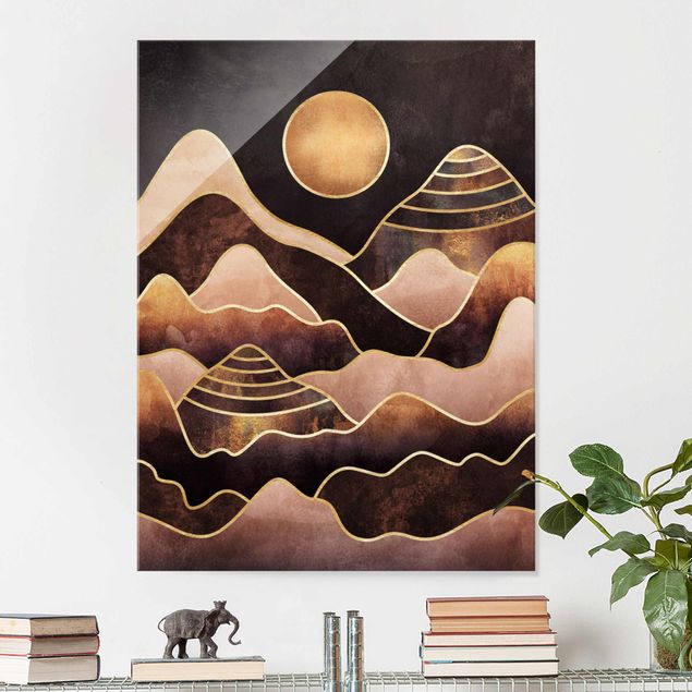 Quadros de Elisabeth Fredriksson Golden Sun Abstract Mountains