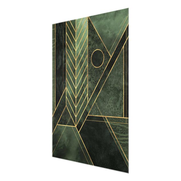 quadros decorativos verde Geometric Shapes Emerald Gold