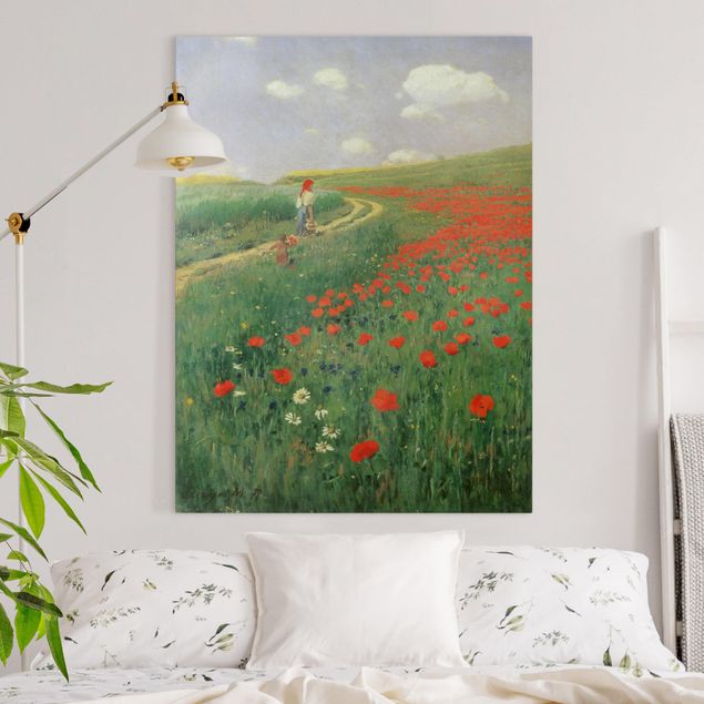 Quadros papoilas Pál Szinyei-Merse - Summer Landscape With A Blossoming Poppy