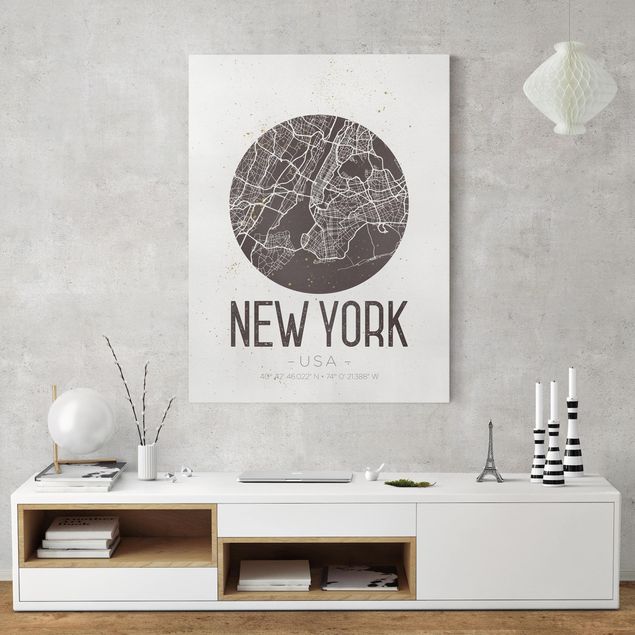 Quadros Nova Iorque New York City Map - Retro