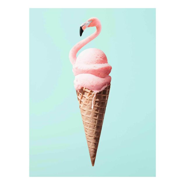 Quadros modernos Ice Cream Cone With Flamingo