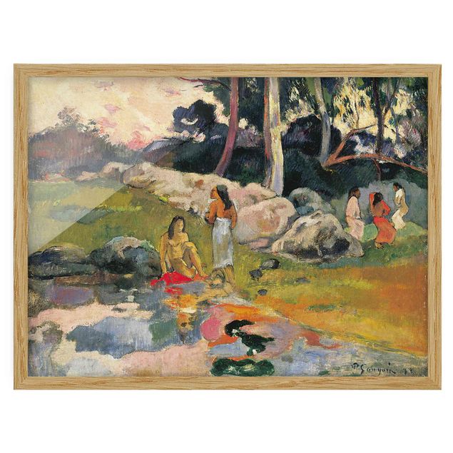 quadros de paisagens Paul Gauguin - Women At The Banks Of River