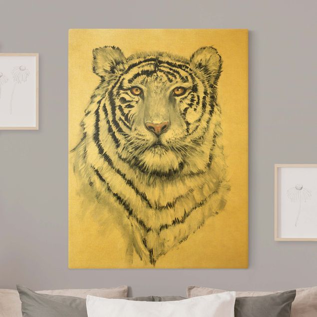 Telas decorativas animais Portrait White Tiger I