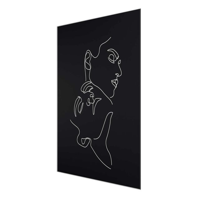 Quadros em vidro em preto e branco Line Art Women Faces Black
