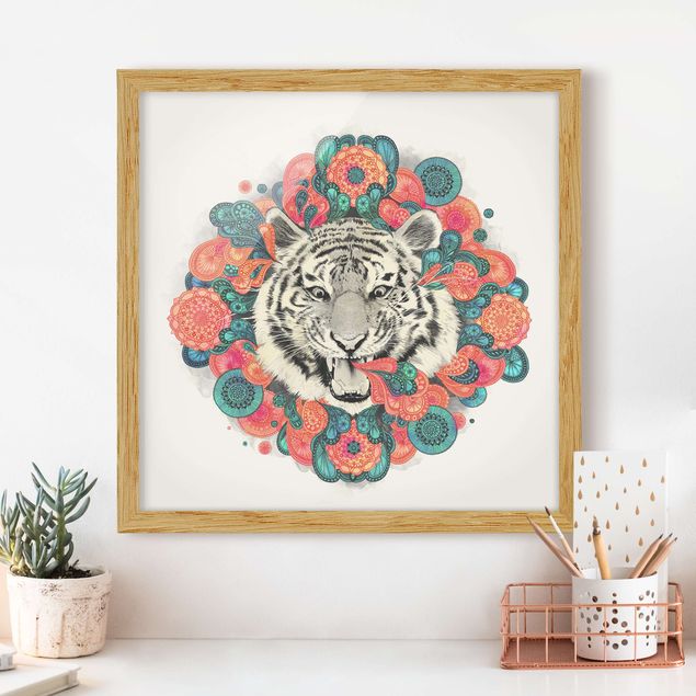 decoraçao para parede de cozinha Illustration Tiger Drawing Mandala Paisley