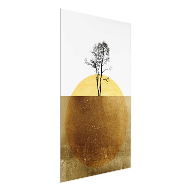 Quadros em vidro paisagens Golden Sun With Tree