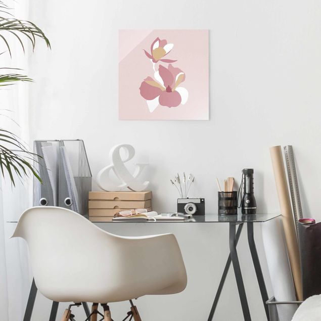 Quadros por movimento artístico Line Art Flowers Pastel Pink