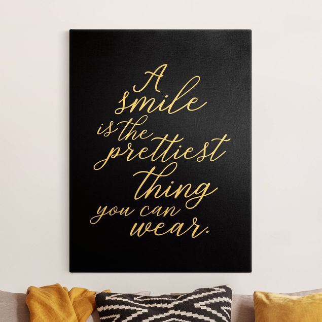 Telas decorativas frases A Smile is the prettiest thing Sans Serif Black