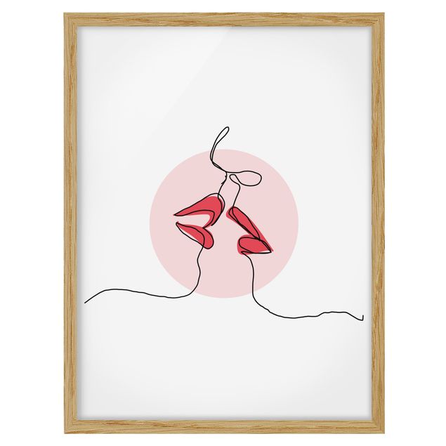 Quadros amor Lips Kiss Line Art