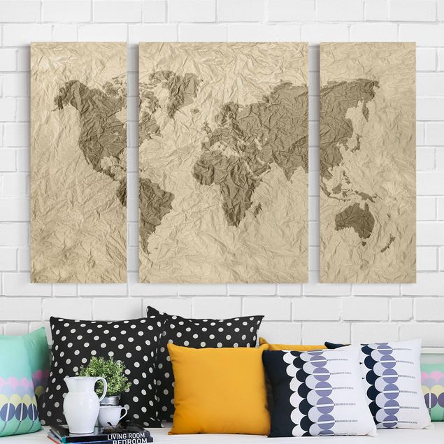 decoraçao cozinha Paper World Map Beige Brown
