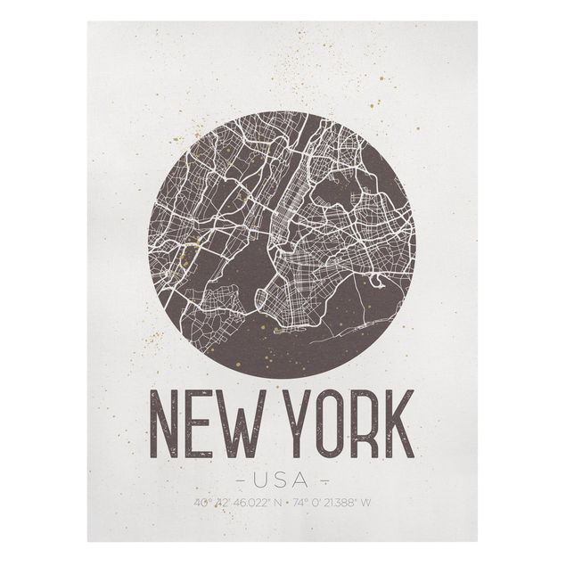 Telas decorativas frases New York City Map - Retro